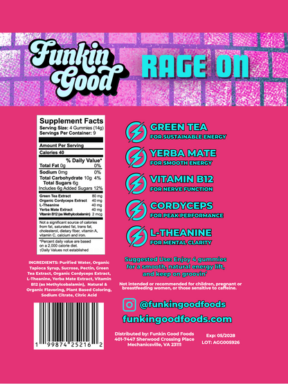 Rage On Energy Gummies - Berry Blast - 36 Count
